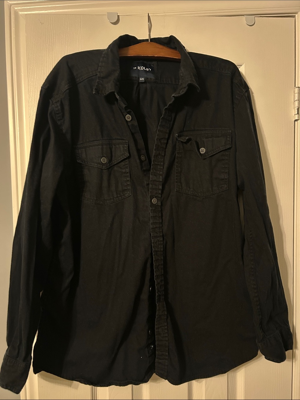 KOLBY Men's Black Casual Button-Down Shirt XL